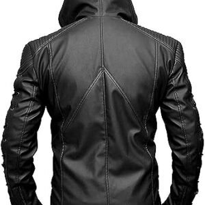 Arrow Stephen Amell Black Leather Hooded Jacket