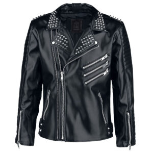 Rockstar Studded Punk Black Leather Jacket