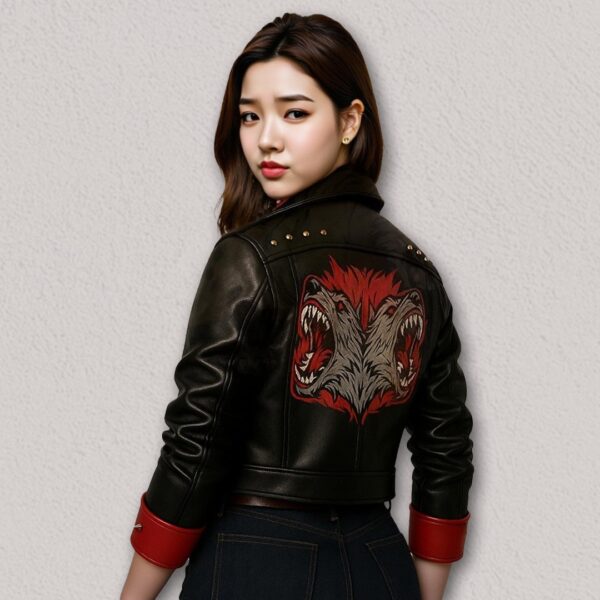 Arcane Season 2 black leather jacket