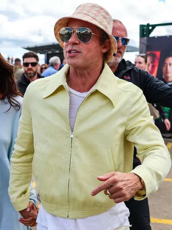 Brad Pitt F1 The Movie 2025 Yellow Cotton Jacket Sonny Hayes F1 2025 Brad Pitt yellow cotton jacket