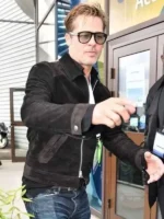 Brad Pitt F1 The Movie Black Suede Leather Jacket