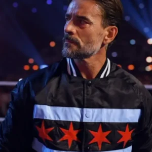 WWE Night of Champions 2025 CM Punk black varsity jacket
