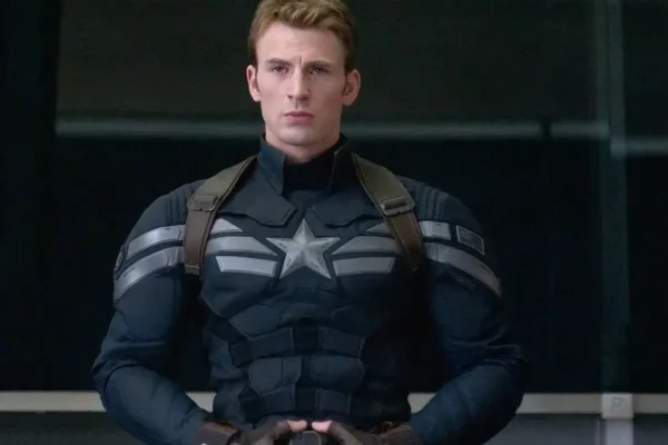 Chris Evans blue Captain America leather jacket