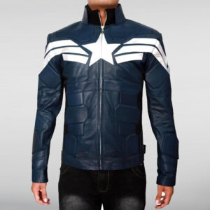 Steve Rogers Captain America blue leather jacket