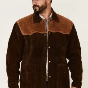 Chocolate Two-Tone Suede Rancher Car Jacket