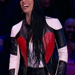 Corinne Fox Beat Shazam Red Heart Leather Jacket