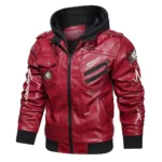 Cyberpunk 2077 Hooded Red Leather Jacket