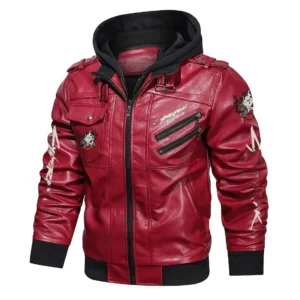 Cyberpunk 2077 Hooded Red Leather Jacket