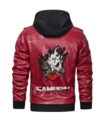 Cyberpunk Hooded 2077 Red Leather Jacket
