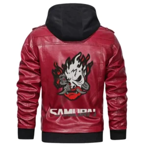 Cyberpunk Hooded 2077 Red Leather Jacket