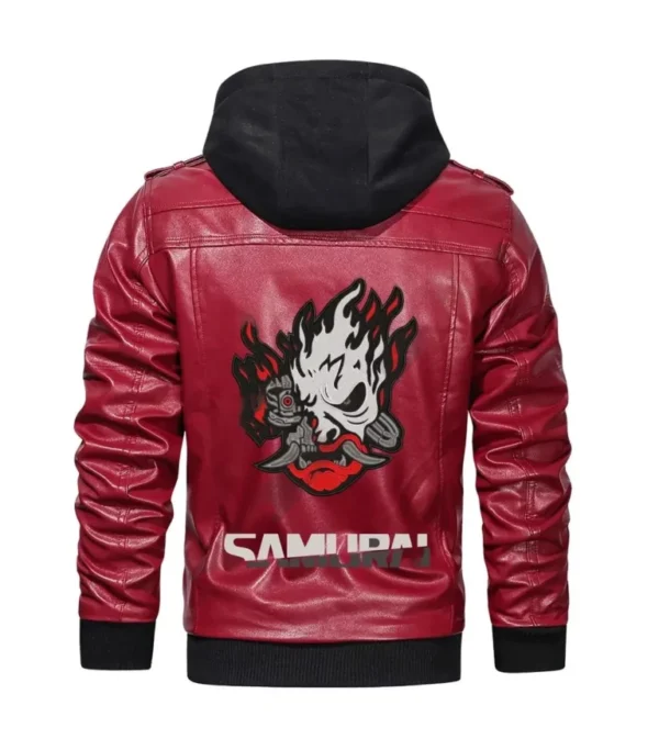 Cyberpunk Hooded 2077 Red Leather Jacket