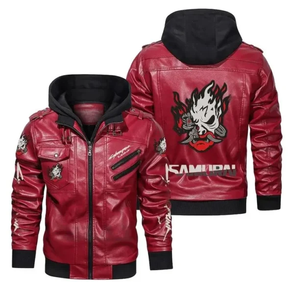 Unisex Red Cyberpunk 2077 Leather Jacket