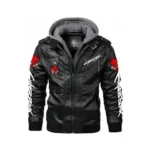 Unisex Cyberpunk Hooded Black Leather Jacket