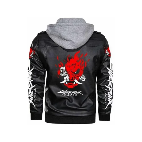 Cyberpunk Unisex Black Hooded Leather Jacket
