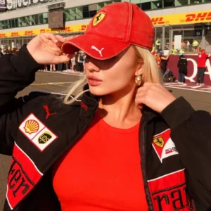 Daniella Hemsley Ferrari Racing black jacket