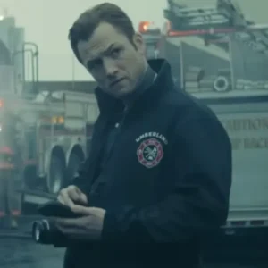Dave Gudsen Smoke 2025 Taron Egerton black cotton jacket