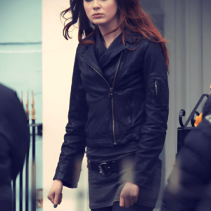 Doctor Who Amy Pond Black Leather Jacket