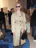 Elle Fanning beige Cannes Coat