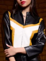 Hawkgirl Superman 2025 multicolor cropped leather jacket
