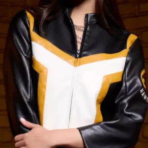 Hawkgirl Superman 2025 multicolor cropped leather jacket