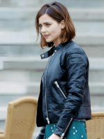 Doctor Who Clara Oswald Biker Black Leather Jacket