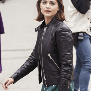 Clara Oswald Doctor Who Biker Black Leather Jacket