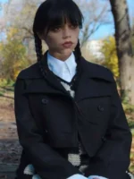 Wednesday Addams Tv Series Jenna Ortega black cropped woolen jacket