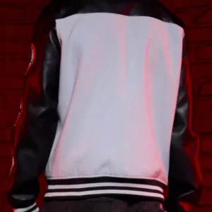 Superman 2025 Justice Gang black and grey varsity jacket