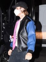 Tricolor Justin Bieber black leather jacket