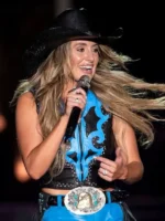 Lainey Wilson Gulf Coast Jam 2025 blue and black leather Vest