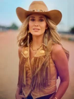Lainey Wilson Railbird Festival 2025 brown fringe Vest