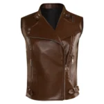 The Walking Dead City Maggie Rhee Brown Leather Vest