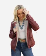 Vintage Style Women Brown Shearling Leather Jacket