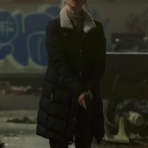 Mickey Long Bright River 2025 Amanda Seyfried puffer trench coat