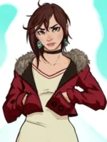 Momo Ayase Dandadan red leather jacket