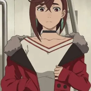 Dandadan Momo Ayase red leather jacket
