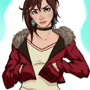 Momo Ayase Dandadan red leather jacket