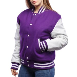 Unisex Purple And White Varsity Jacket