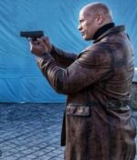 Red Notice John Hartley brown leather Coat