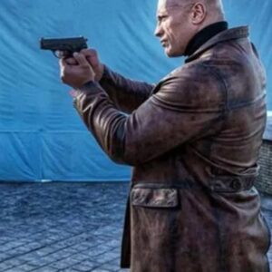 Red Notice John Hartley brown leather Coat