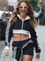 Rita Ora Black Cropped Track Jacket