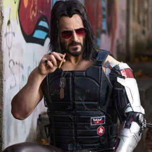 Johnny Silverhand Cyberpunk 2077 black leather jacket
