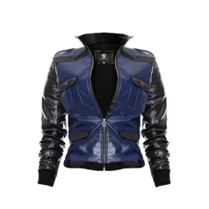 Sonya Blade Mortal Kombat 11 Blue Leather Jacket