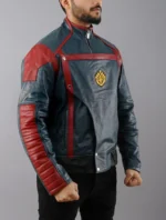 Chris Pratt blue Guardians of the Galaxy leather jacket
