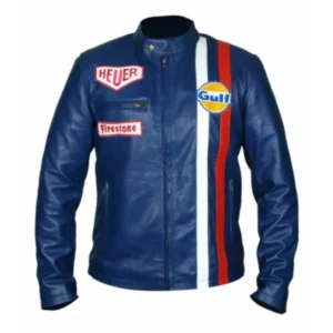 Steve McQueen Le Mans Blue Racing Leather Jacket