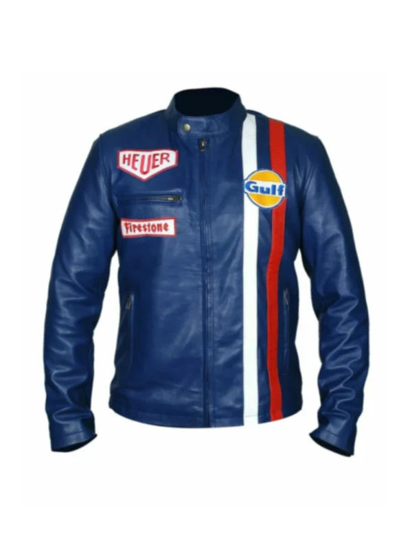 Steve McQueen Le Mans Blue Racing Leather Jacket