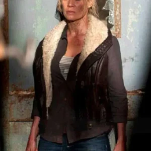 Andrea Harrison The Walking Dead Brown Leather Jacket