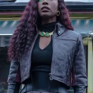 Kory Anders Titans black leather jacket