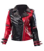 Toni Storm AEW Collision 2025 red and black biker leather jacket
