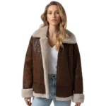 Women B3 Aviator Pilot Shearling Brown Leather Jacket